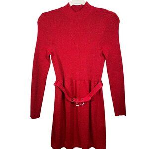 Free People Women Red Sweater Mini Dress M Holiday Glam Quiet Luxury Winter Chic